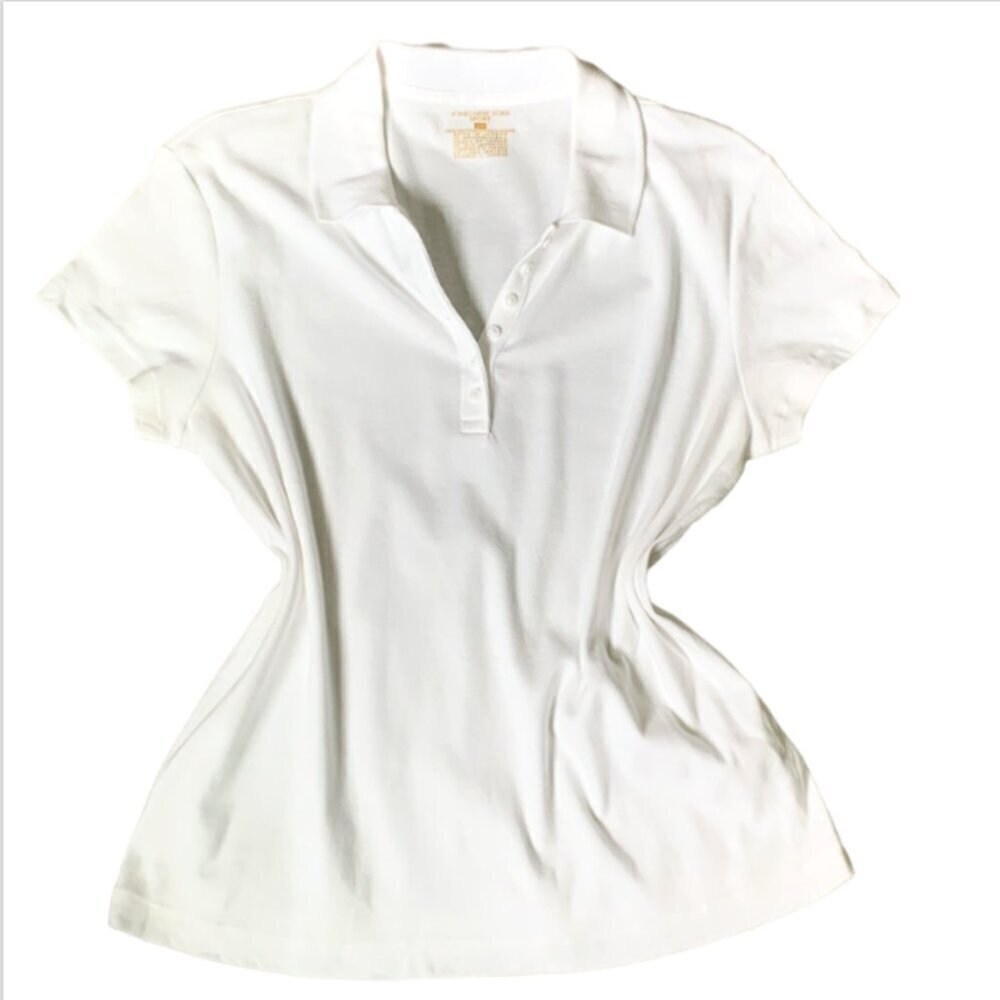 Jones New York Sport Short Sleeve‎ Polo Shirt 100% Cotton Womens L White #40K